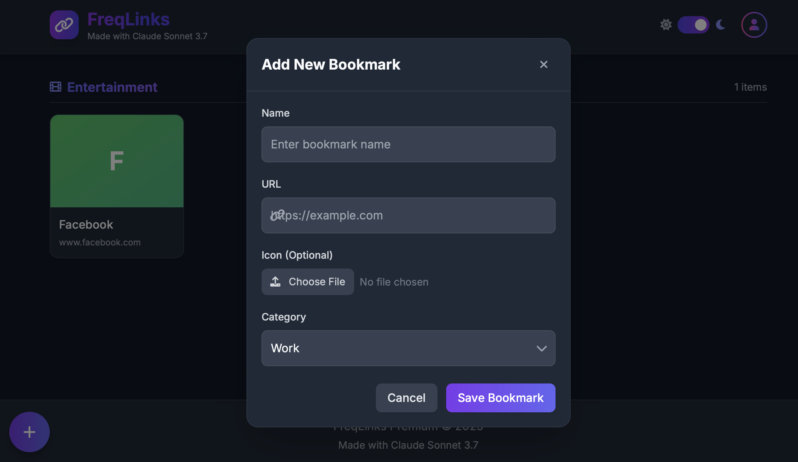 Screenshot of freqlink project.