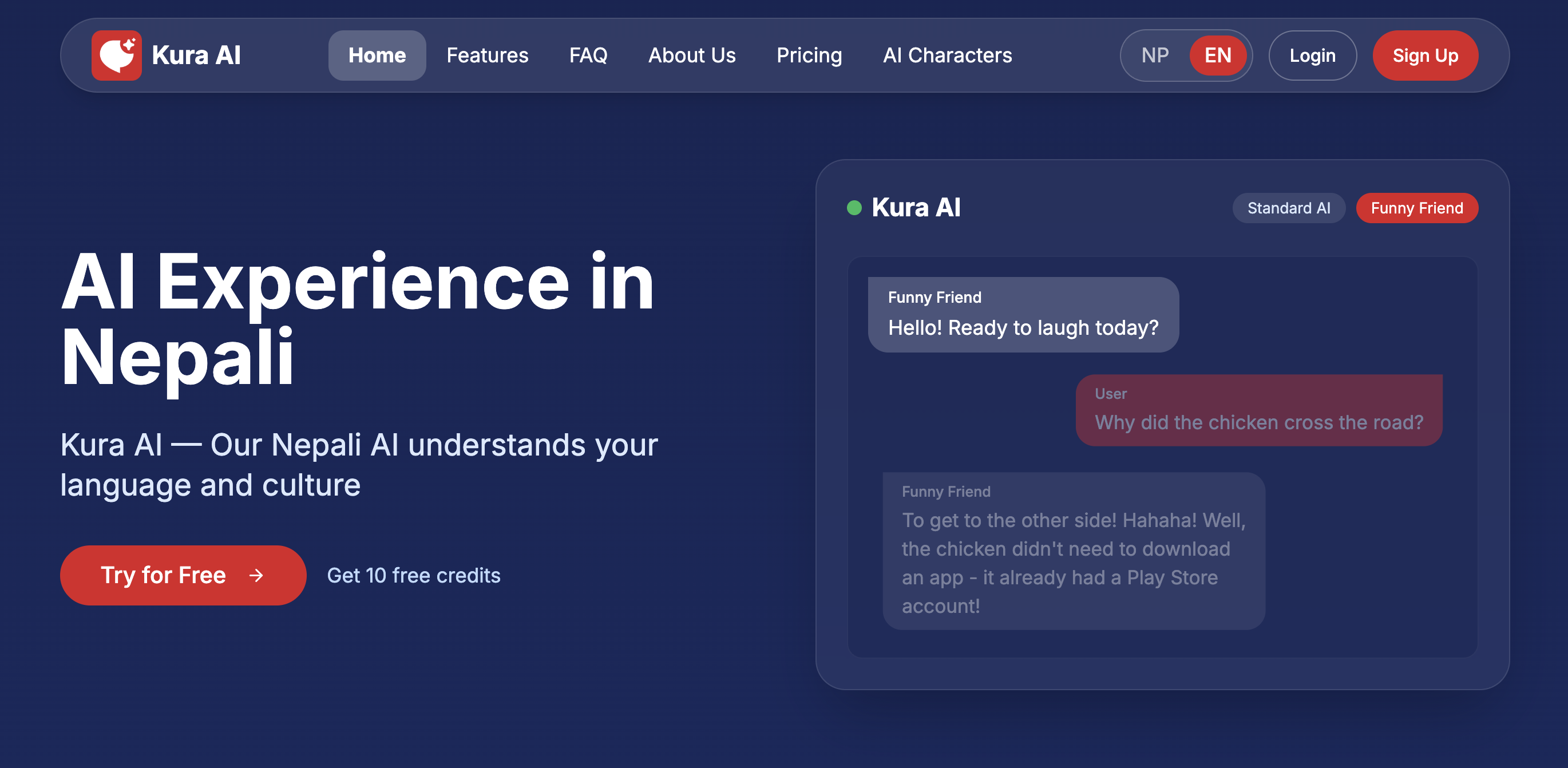 Screenshot of Kuraa AI.