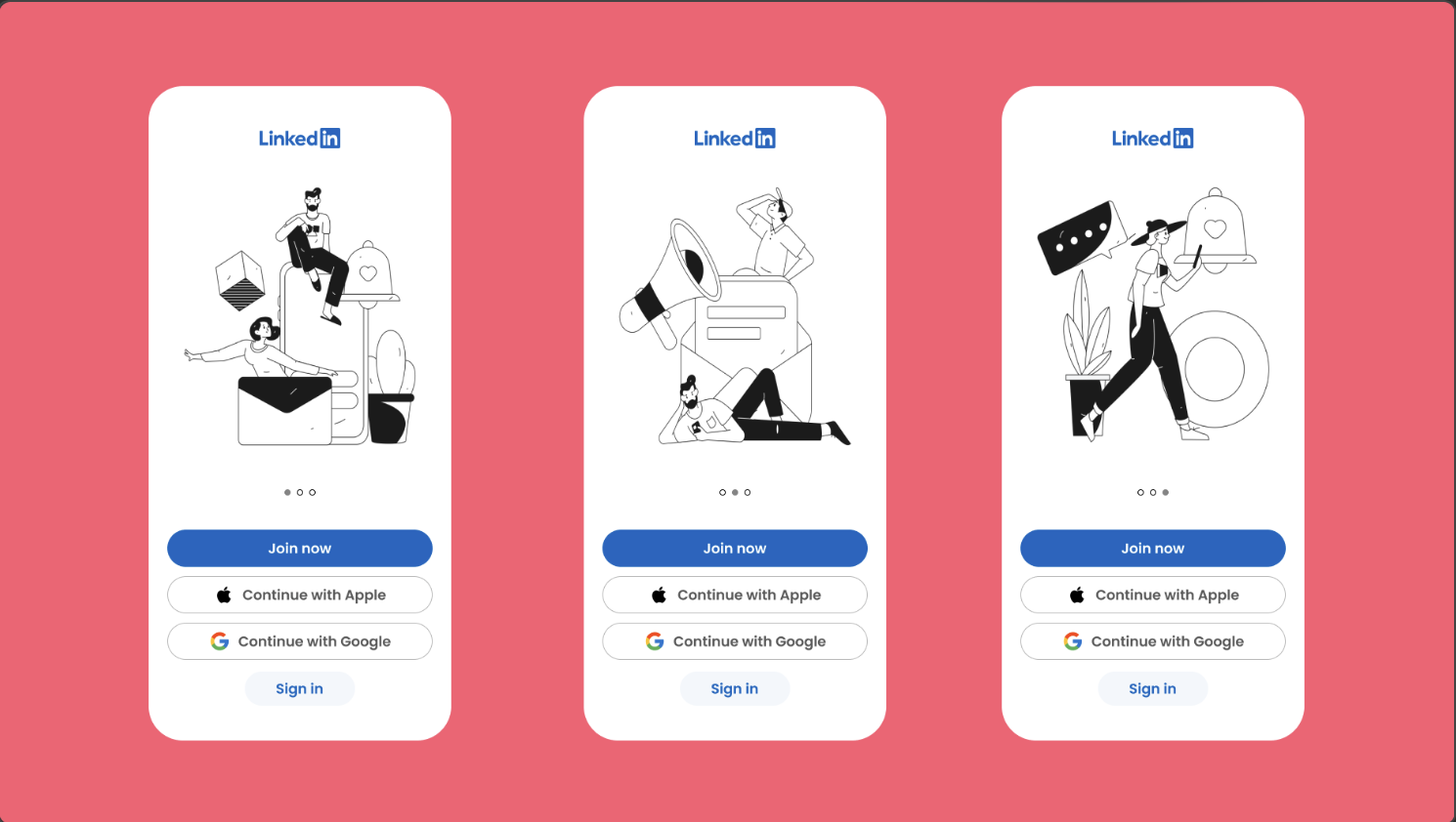 Mobile LinkedIn UI Kit preview.