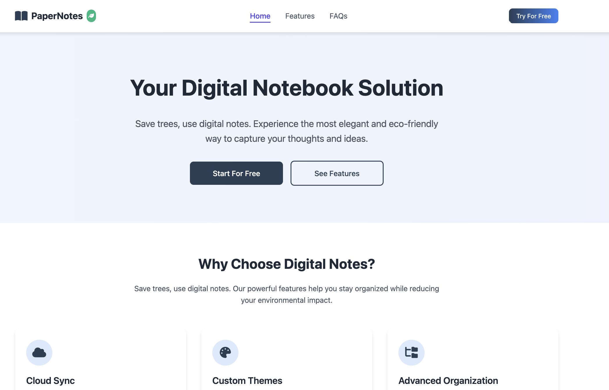 Screenshot of PaperNotes app.